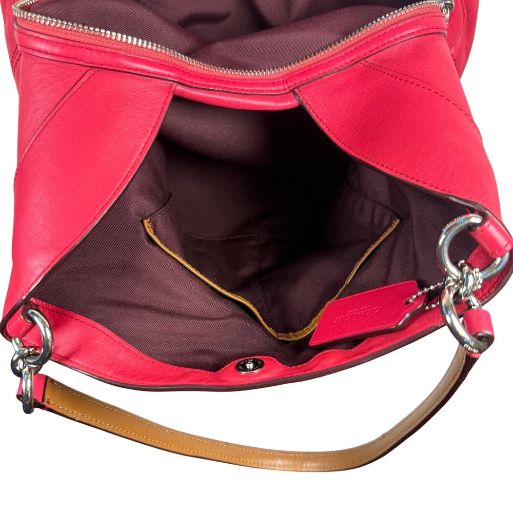 Coach Lexy Legacy Jacquard Hot Pink Leather Hobo Barbiecore Shoulder Bag F57540 - Picture 8 of 16